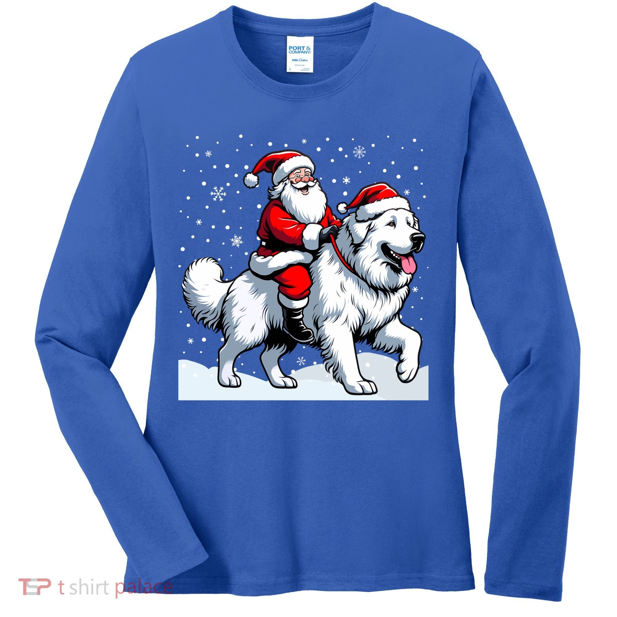 Great Pyrenees Christmas Santa Christmas Great Pyrenees Cute Gift Women's Long Sleeve Shirt