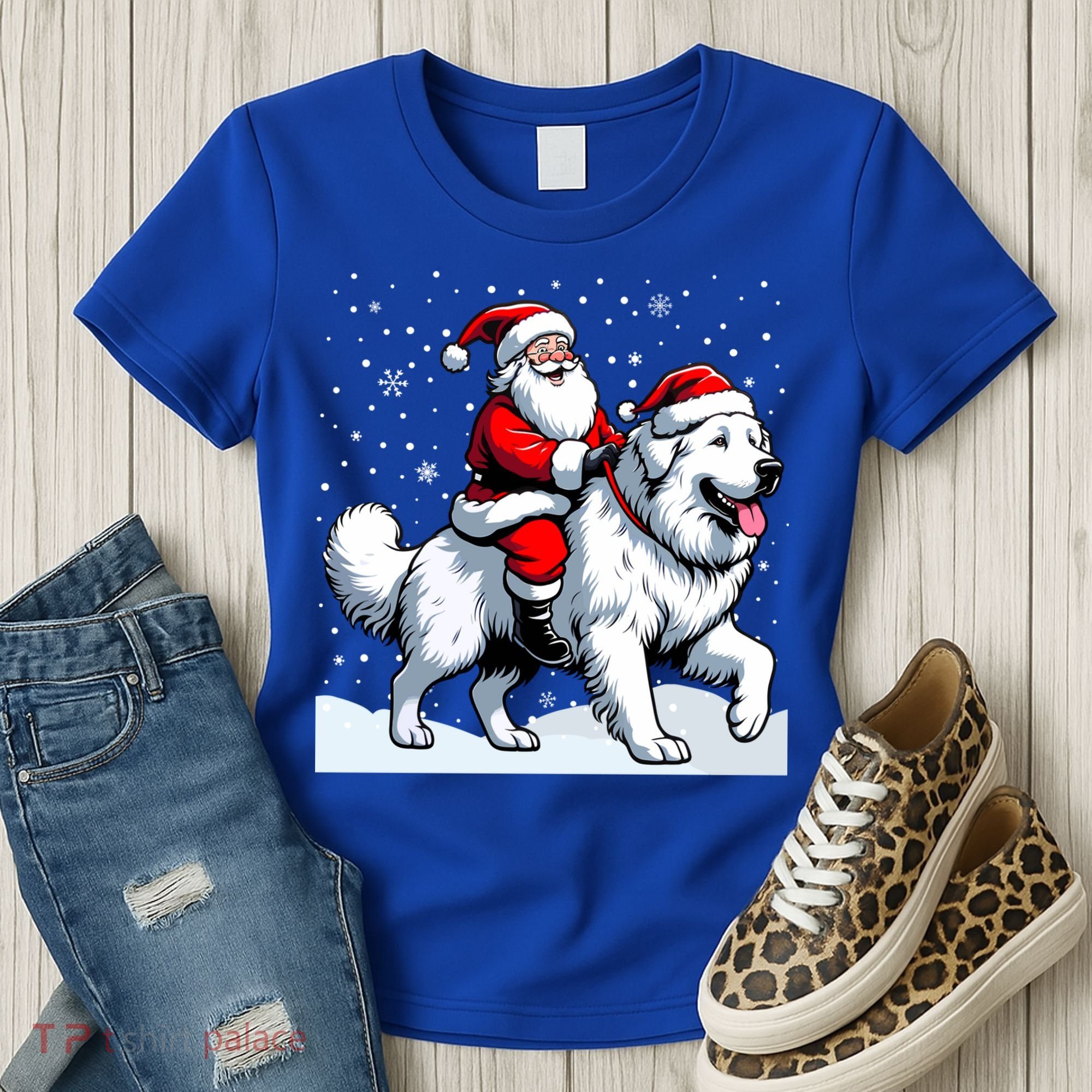 Great Pyrenees Christmas Santa Christmas Great Pyrenees Cute Gift Women's T-Shirt
