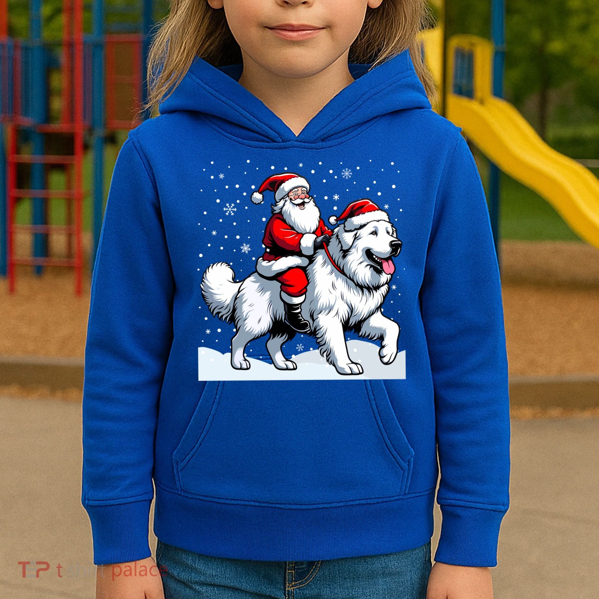 Great Pyrenees Christmas Santa Christmas Great Pyrenees Cute Gift Kids Hoodie