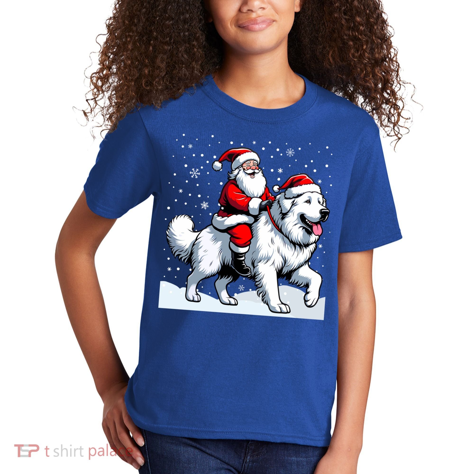 Great Pyrenees Christmas Santa Christmas Great Pyrenees Cute Gift Kids T-Shirt