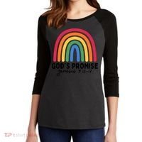 Gods Promise Christian Rainbow Women's Tri-Blend 3/4-Sleeve Raglan Shirt thumb 2