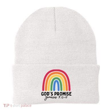 Gods Promise Christian Rainbow Beanie
