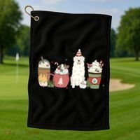Great Pyrenees Coffee Latte Winter Christmas Dog Mom Holiday Great Gift Golf Towel thumb 1
