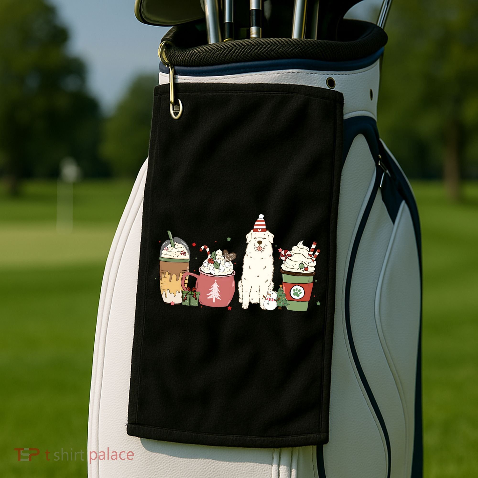 Great Pyrenees Coffee Latte Winter Christmas Dog Mom Holiday Great Gift Golf Towel