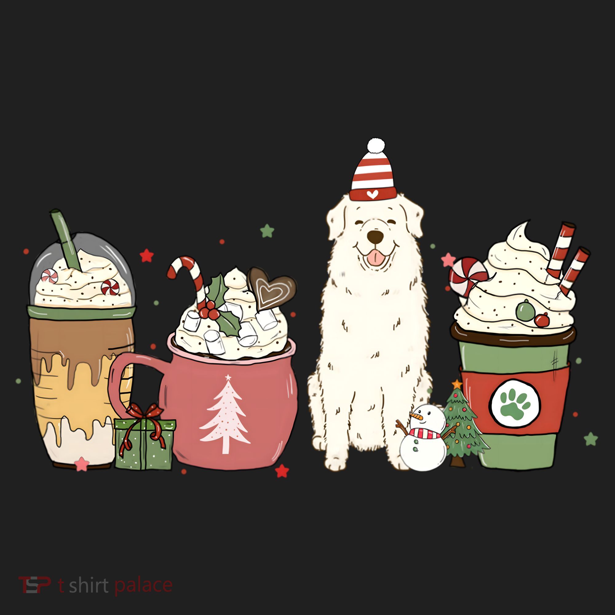 Great Pyrenees Coffee Latte Winter Christmas Dog Mom Holiday Great Gift Golf Towel