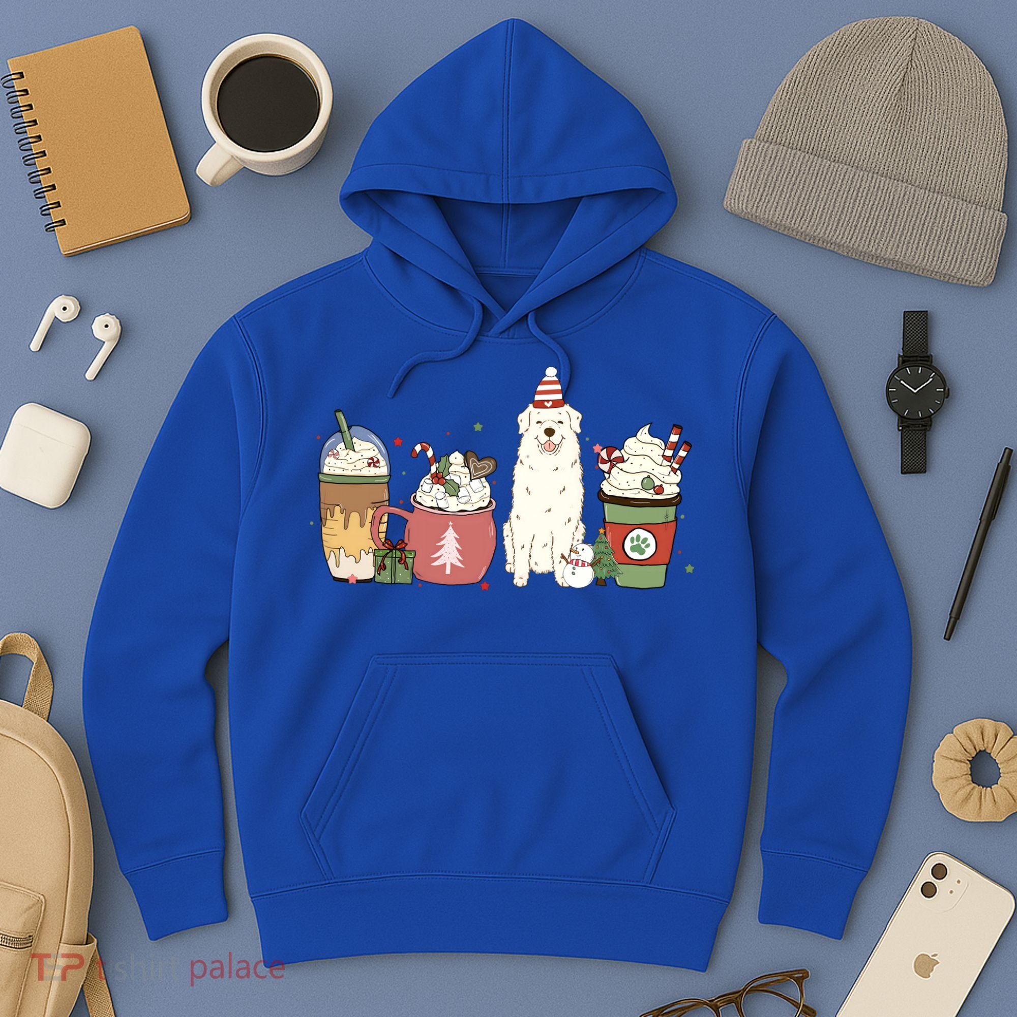Great Pyrenees Coffee Latte Winter Christmas Dog Mom Holiday Great Gift Hoodie