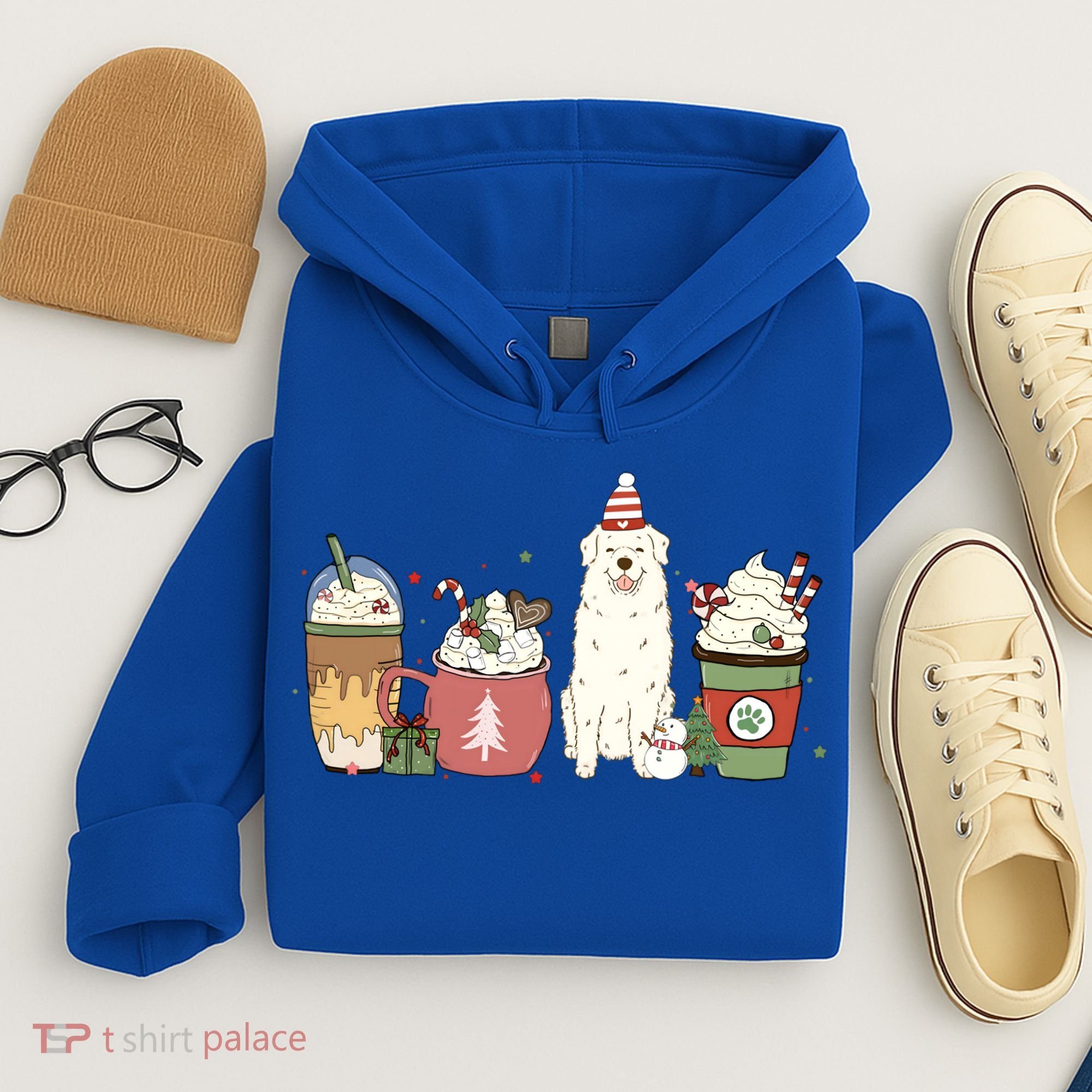 Great Pyrenees Coffee Latte Winter Christmas Dog Mom Holiday Great Gift Hoodie
