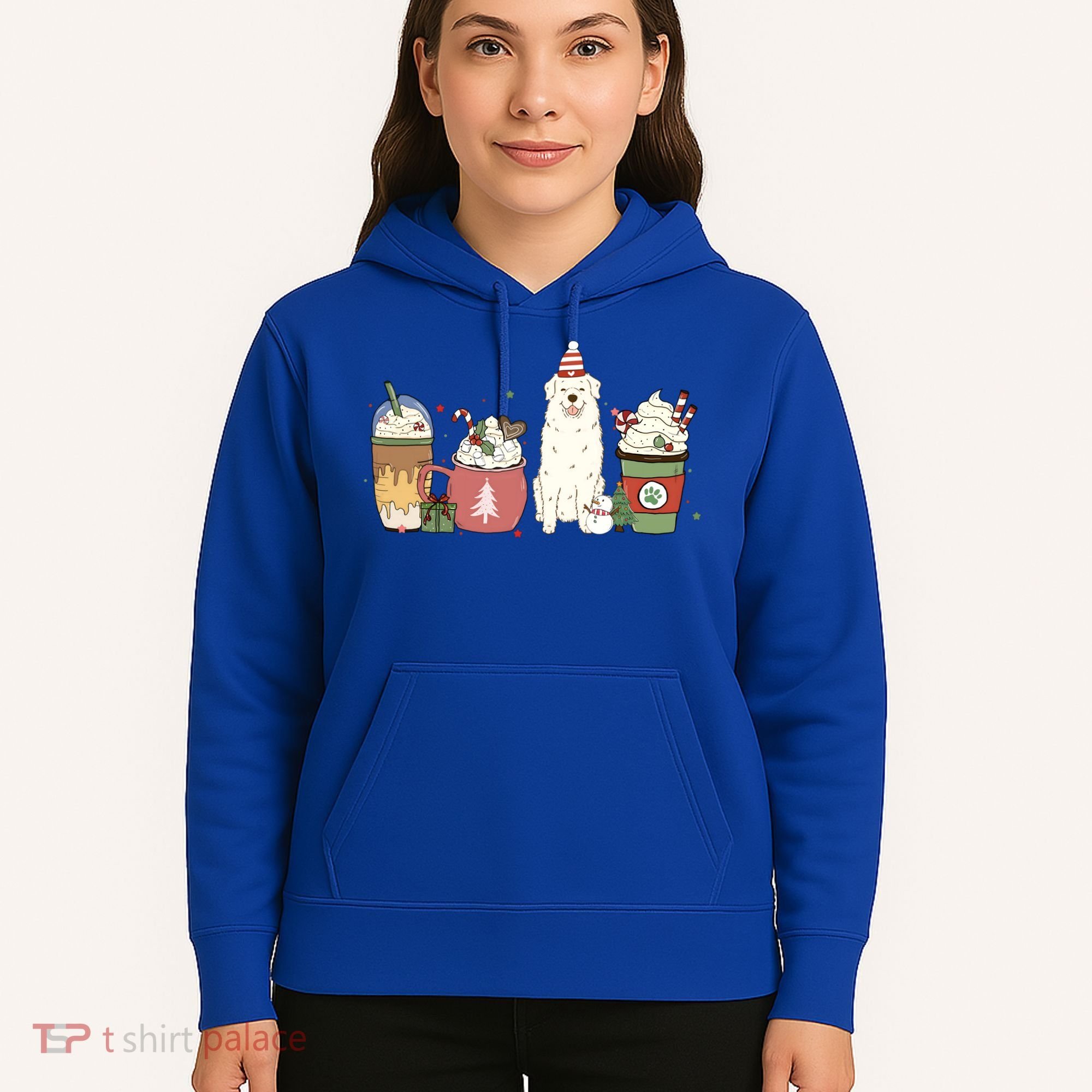 Great Pyrenees Coffee Latte Winter Christmas Dog Mom Holiday Great Gift Hoodie