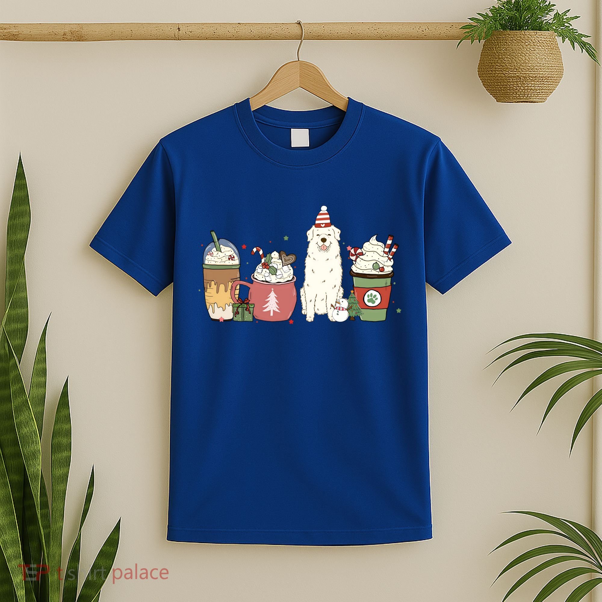 Great Pyrenees Coffee Latte Winter Christmas Dog Mom Holiday Great Gift T-Shirt