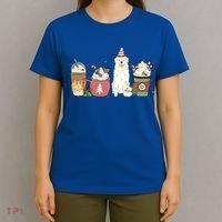 Great Pyrenees Coffee Latte Winter Christmas Dog Mom Holiday Great Gift T-Shirt thumb 4