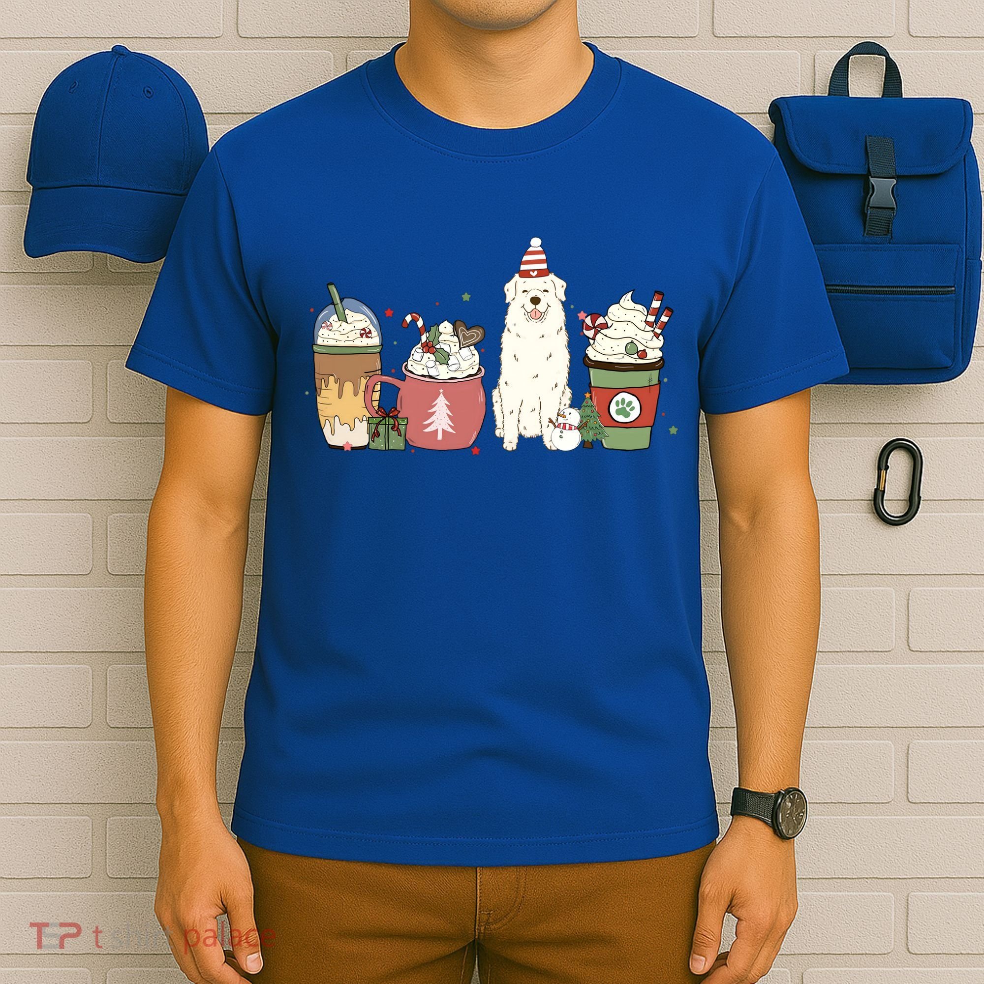 Great Pyrenees Coffee Latte Winter Christmas Dog Mom Holiday Great Gift T-Shirt