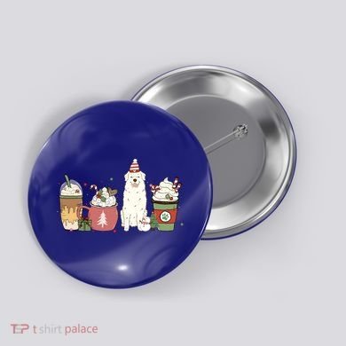 Great Pyrenees Coffee Latte Winter Christmas Dog Mom Holiday Great Gift Button
