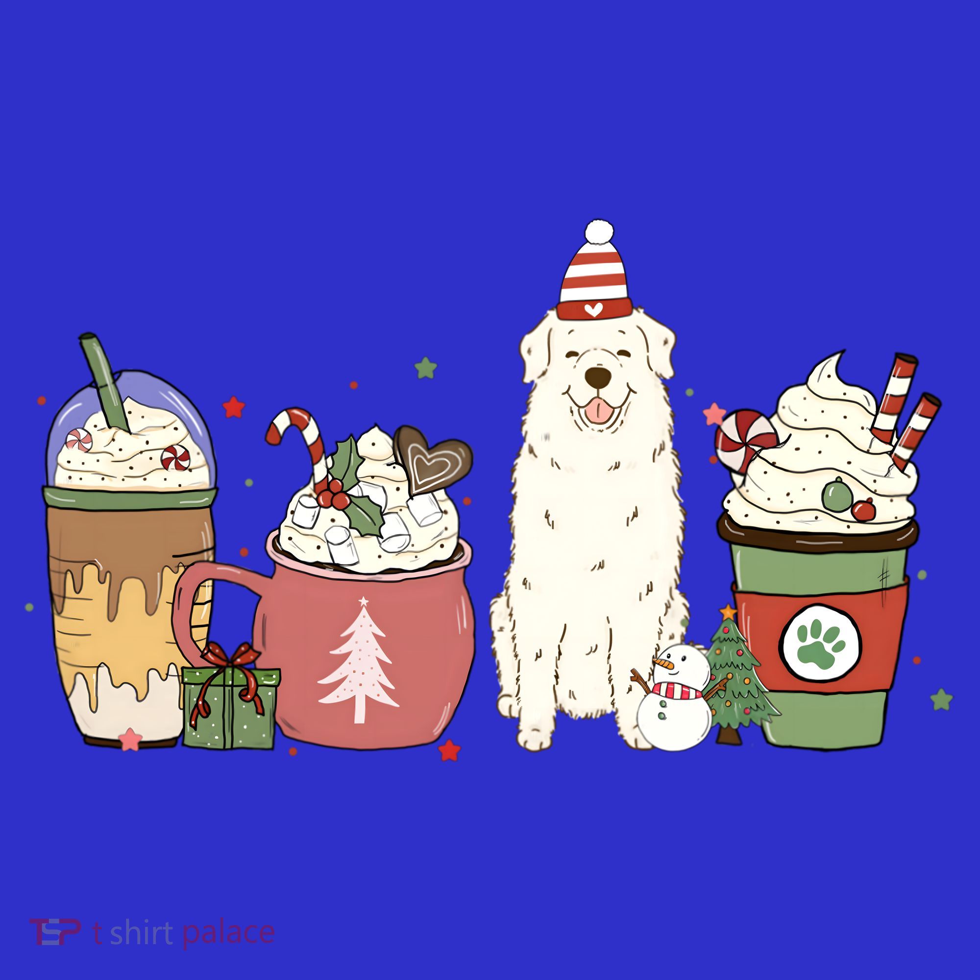 Great Pyrenees Coffee Latte Winter Christmas Dog Mom Holiday Great Gift Mousepad