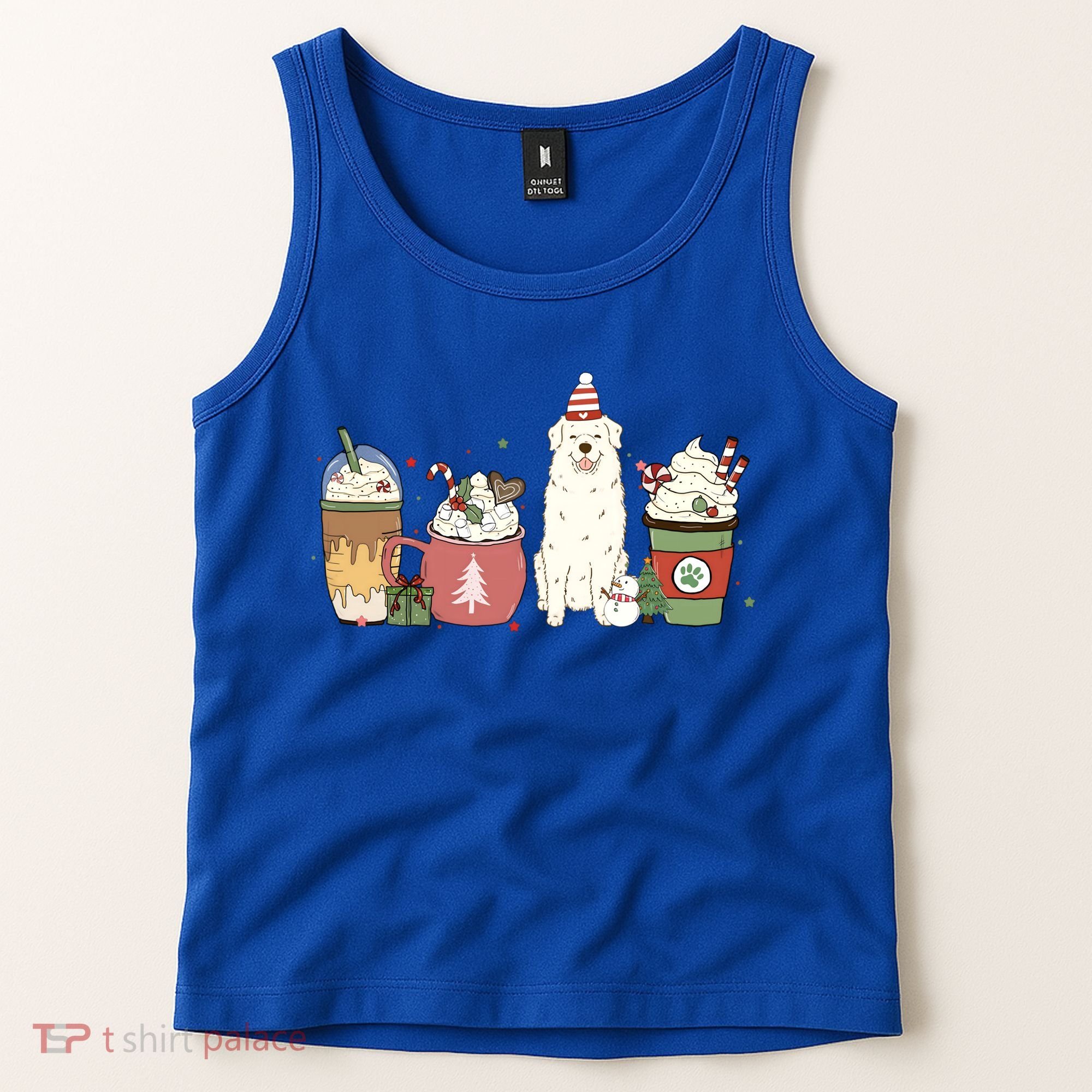 Great Pyrenees Coffee Latte Winter Christmas Dog Mom Holiday Great Gift Tank Top