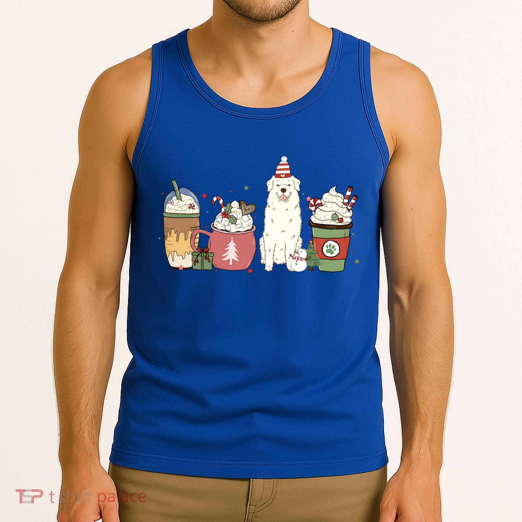 Great Pyrenees Coffee Latte Winter Christmas Dog Mom Holiday Great Gift Tank Top