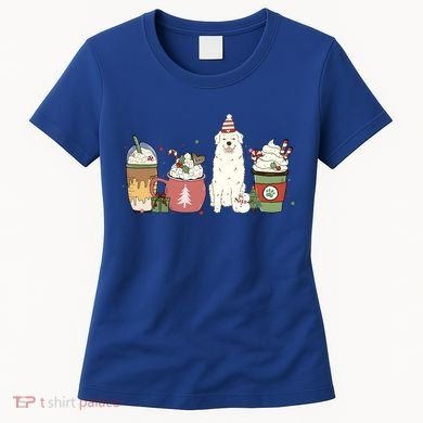 Great Pyrenees Coffee Latte Winter Christmas Dog Mom Holiday Great Gift Women's T-Shirt