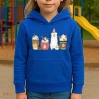 Great Pyrenees Coffee Latte Winter Christmas Dog Mom Holiday Great Gift Kids Hoodie thumb 3
