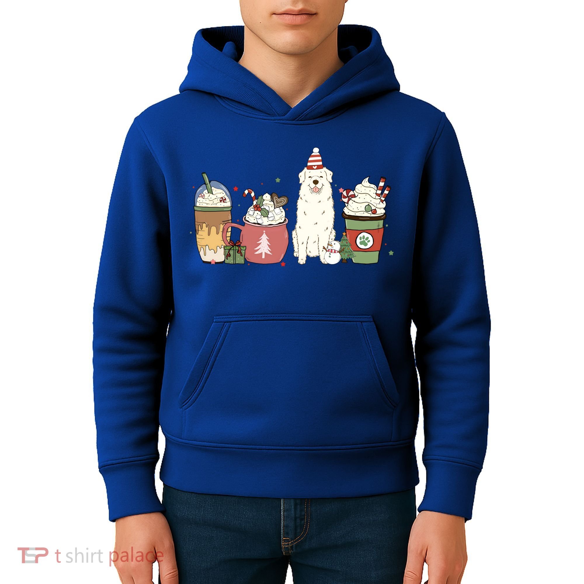 Great Pyrenees Coffee Latte Winter Christmas Dog Mom Holiday Great Gift Kids Hoodie