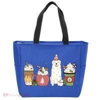 Great Pyrenees Coffee Latte Winter Christmas Dog Mom Holiday Great Gift Tote Bag thumb 0