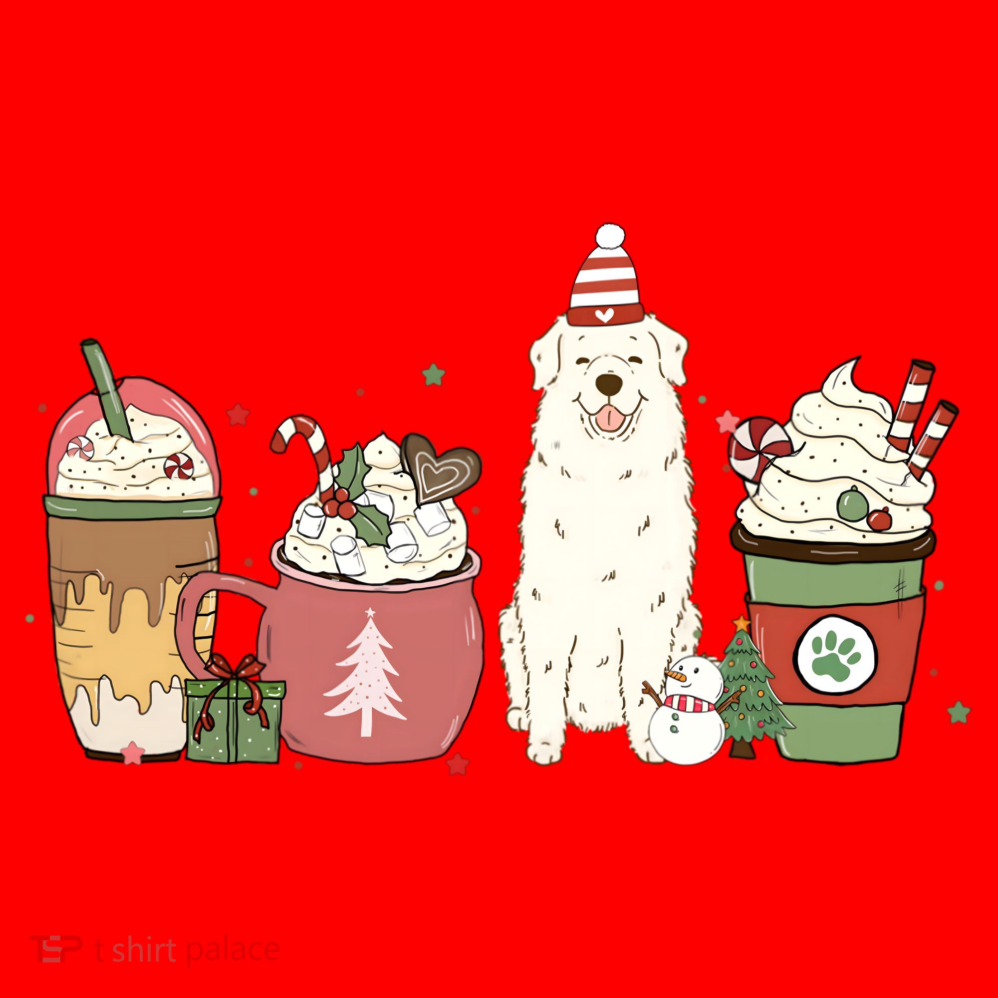 Great Pyrenees Coffee Latte Winter Christmas Dog Mom Holiday Great Gift Santa Hat
