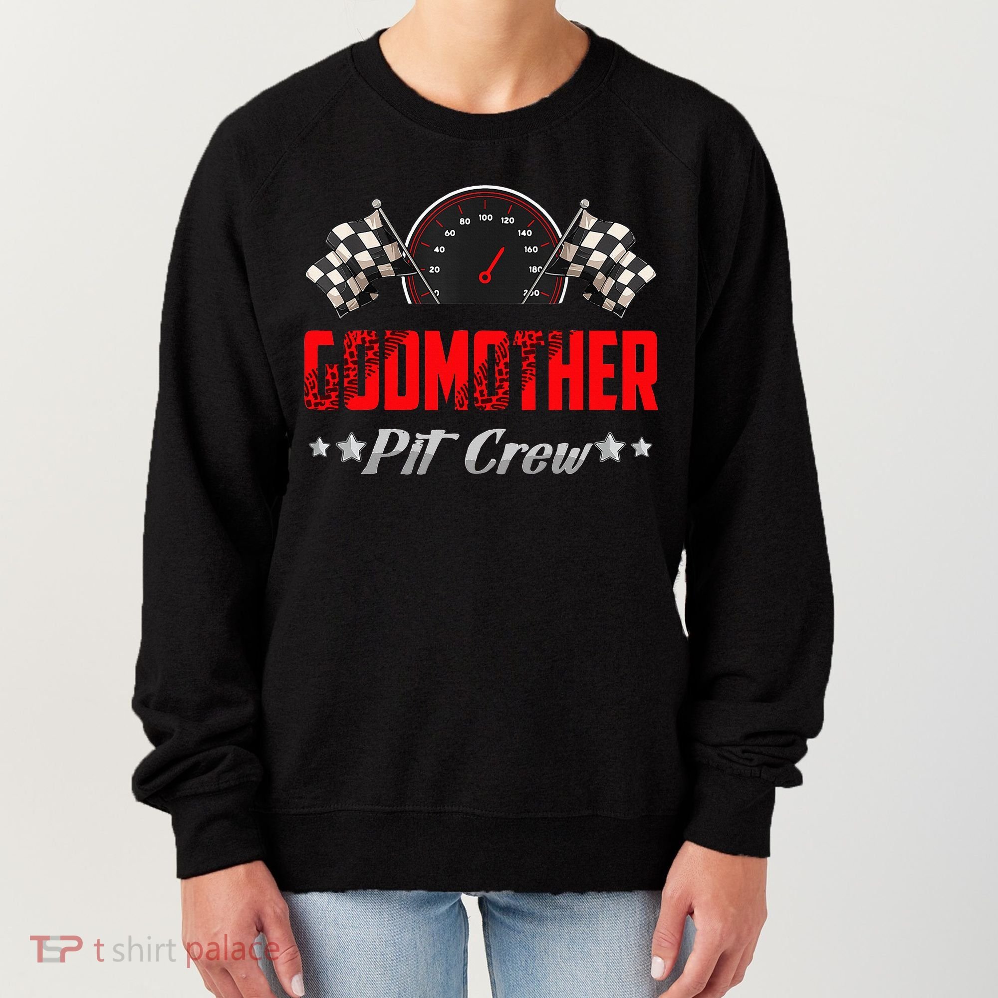 Godmother Pit Crew Birthday Racing Car Family Matching Race Women's Sweatshirt