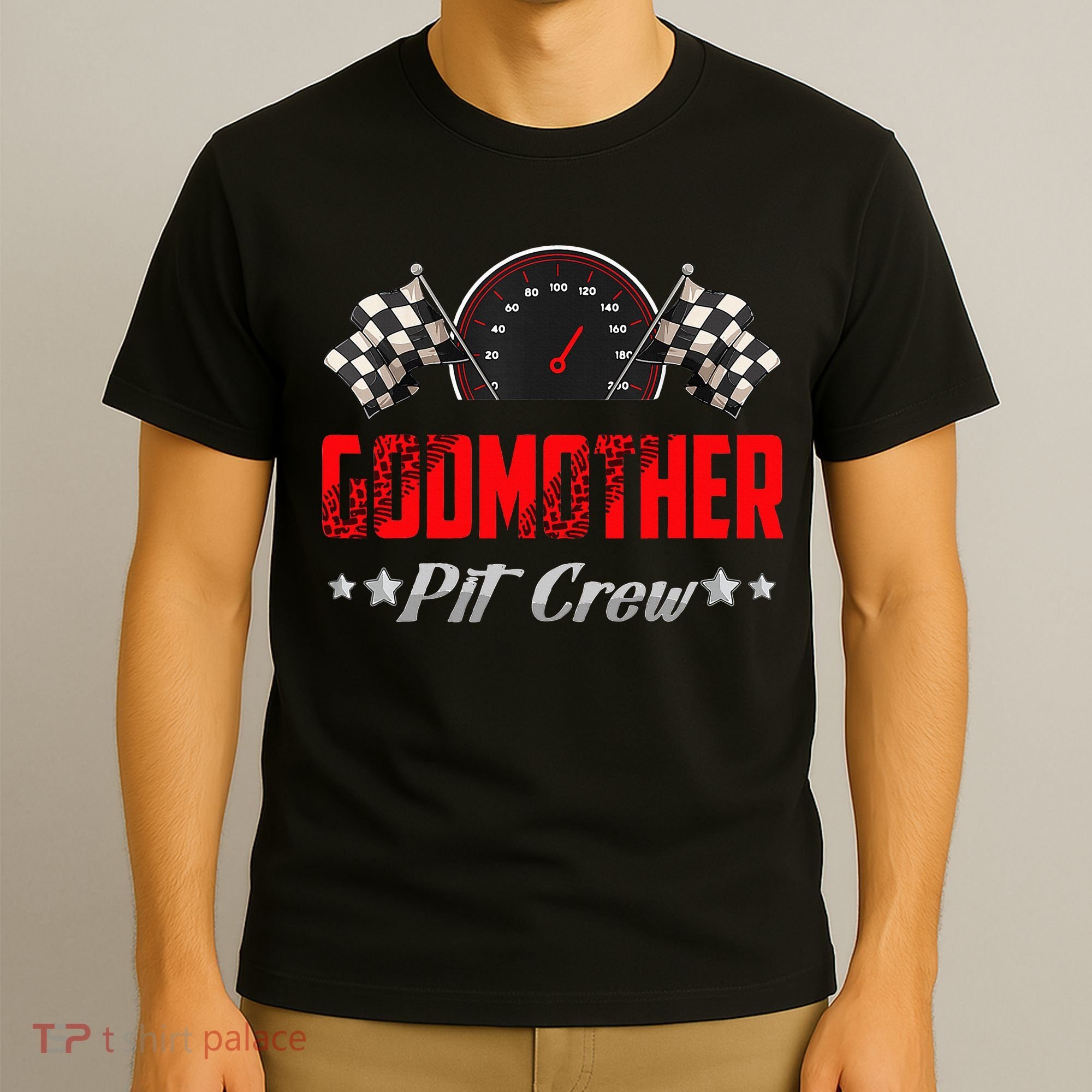 Godmother Pit Crew Birthday Racing Car Family Matching Race T-Shirt