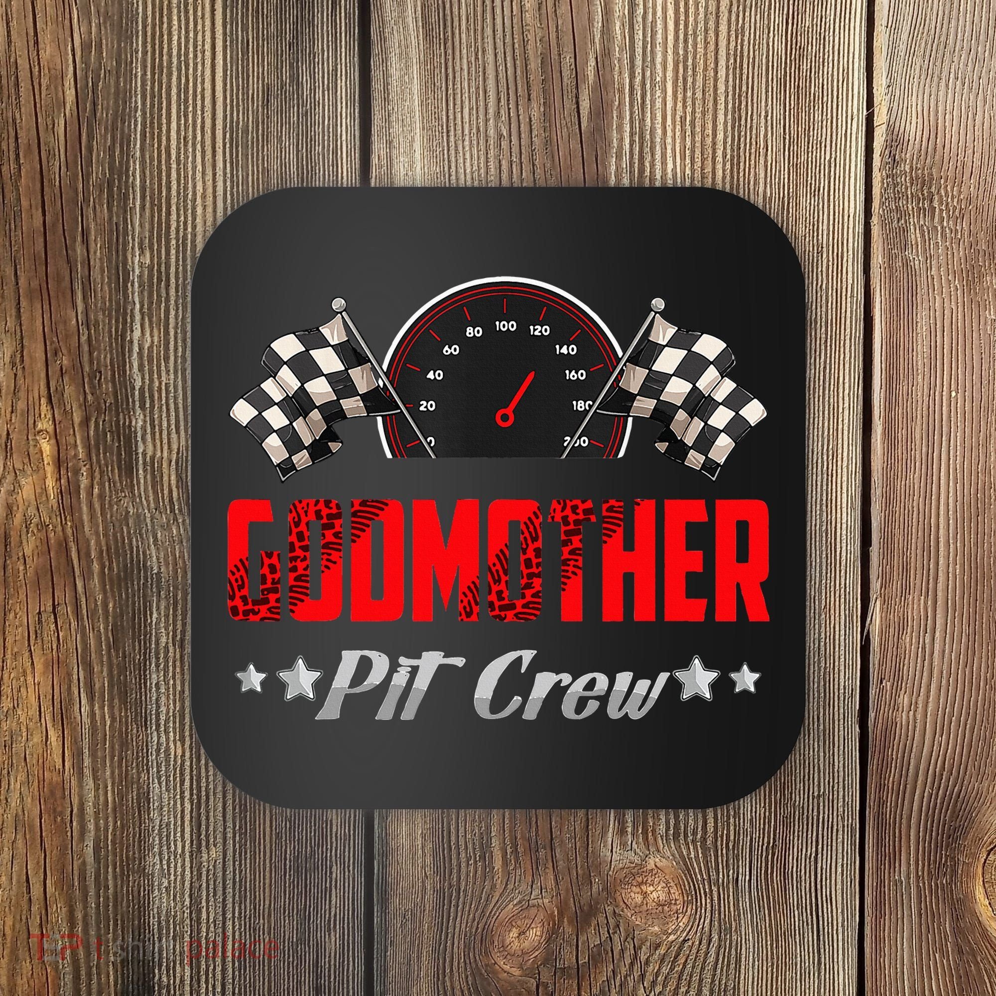 Godmother Pit Crew Birthday Racing Car Family Matching Race Coaster