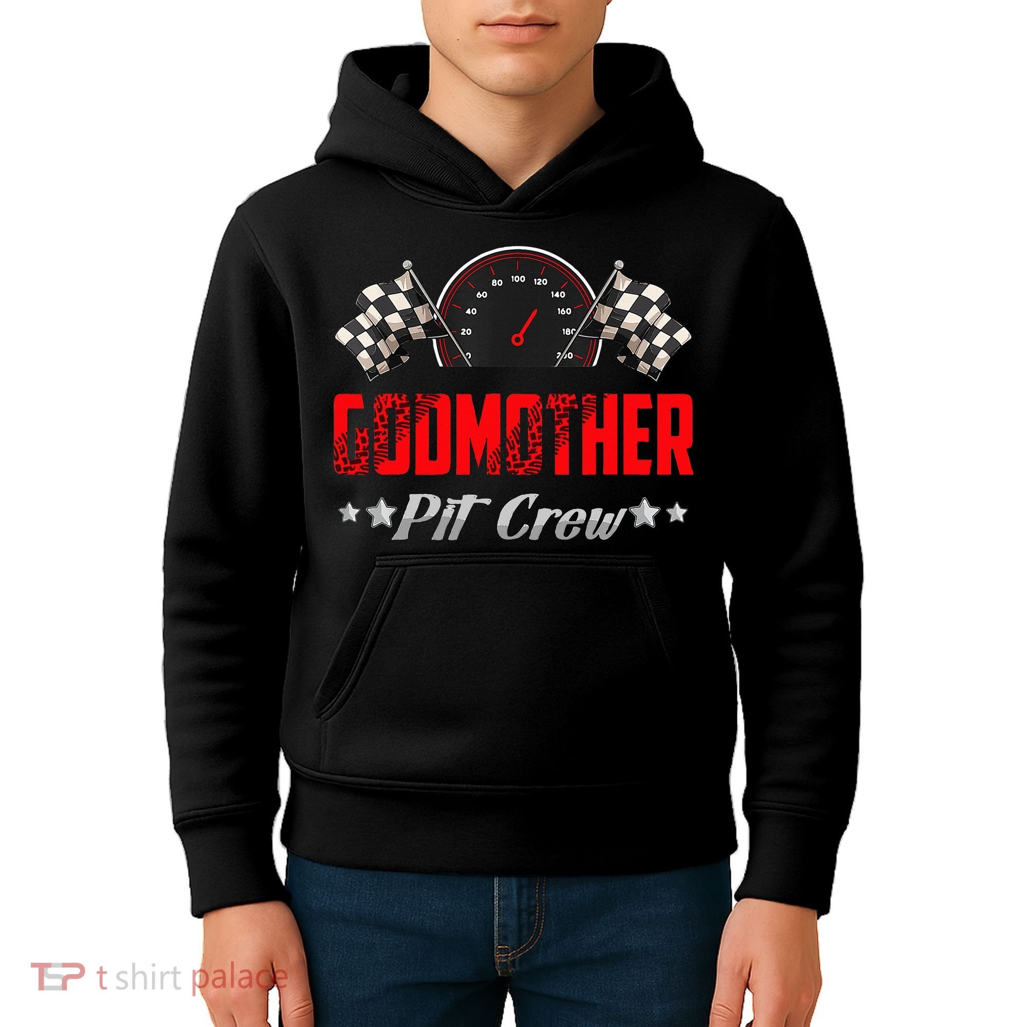 Godmother Pit Crew Birthday Racing Car Family Matching Race Kids Hoodie
