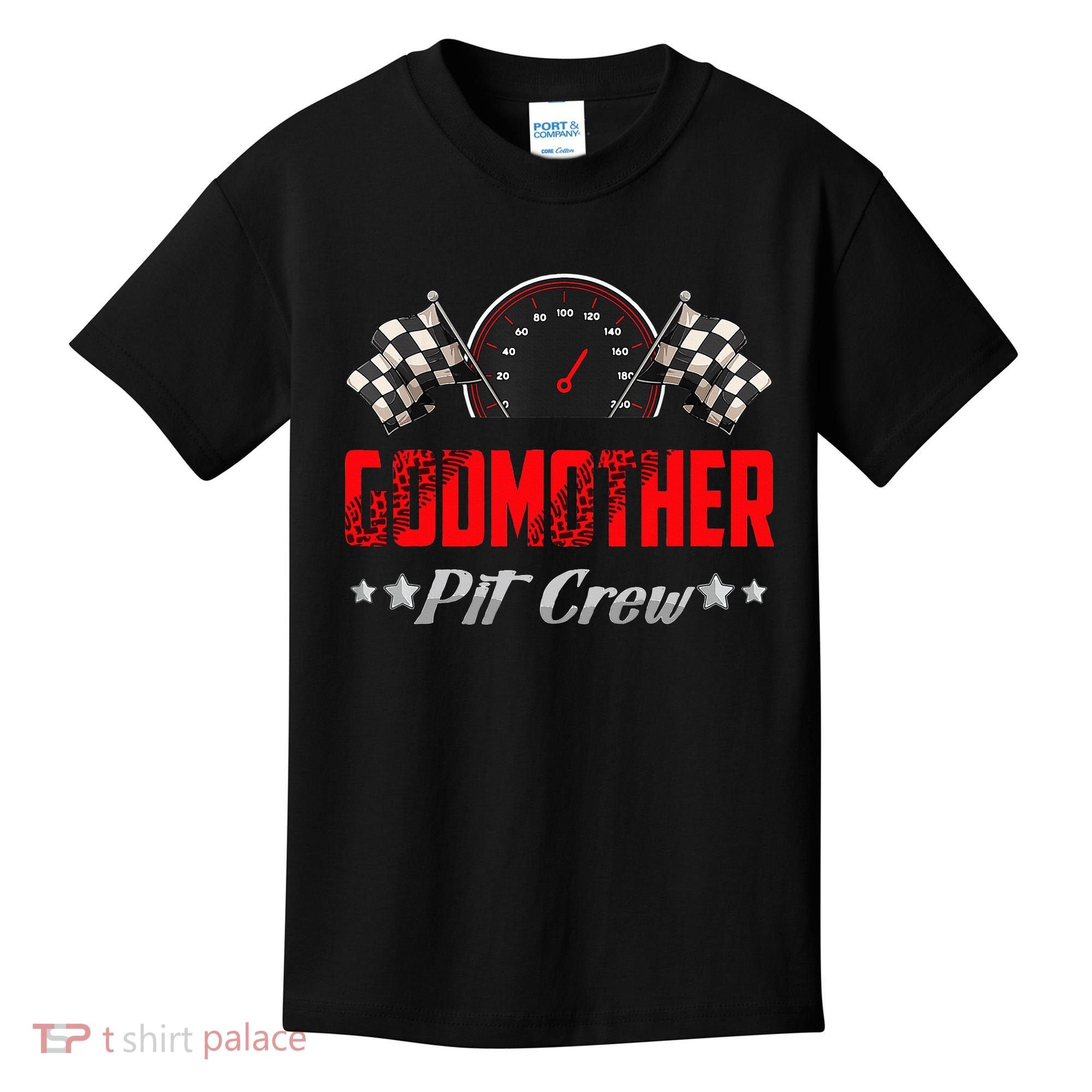 Godmother Pit Crew Birthday Racing Car Family Matching Race Kids T-Shirt
