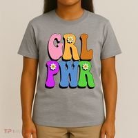 Girl Power Cute Sunflower Retro Colorful T-Shirt thumb 4