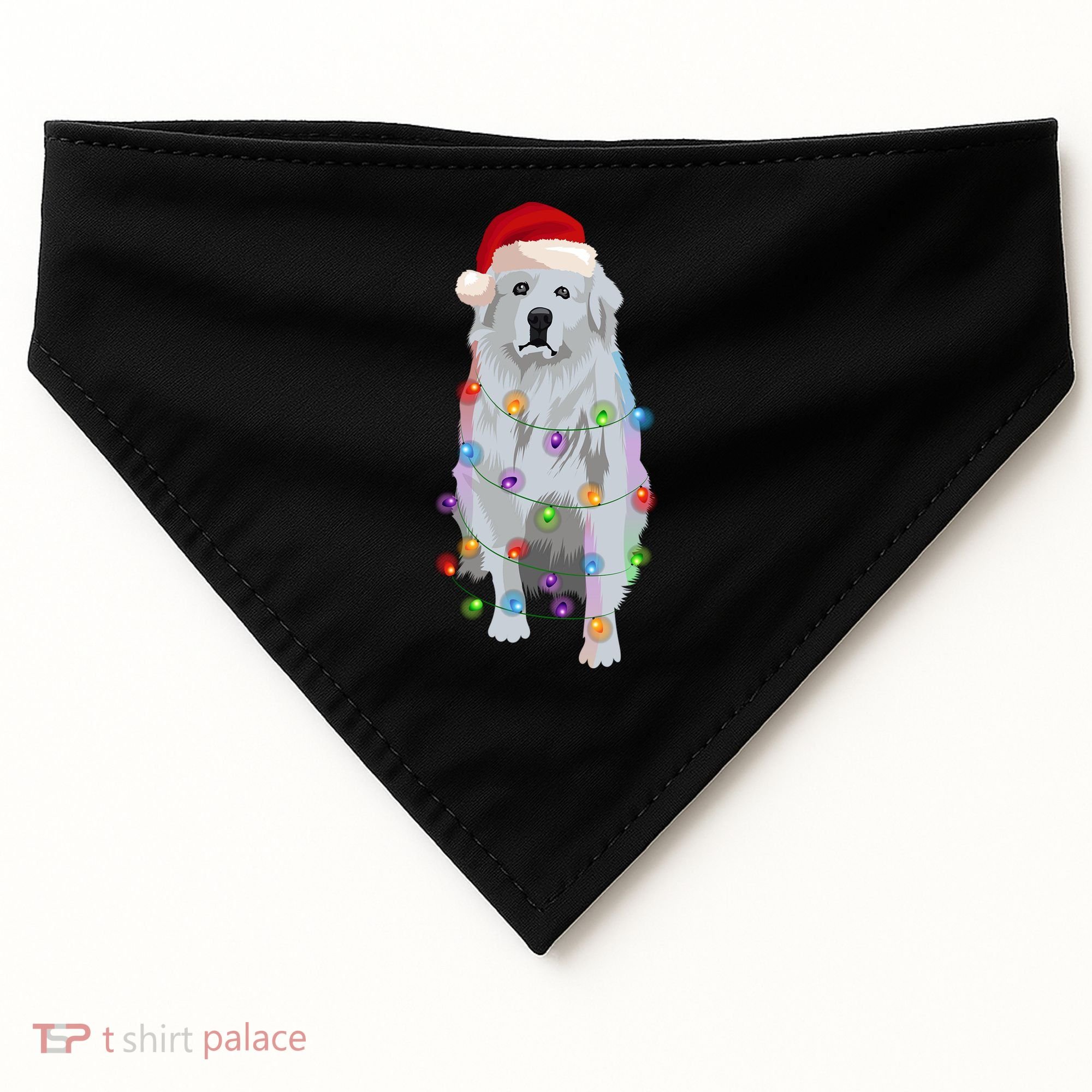 Great Pyrenees Christmas Lights Xmas Patou Pyrenean Gift USA-Made Doggie Bandana