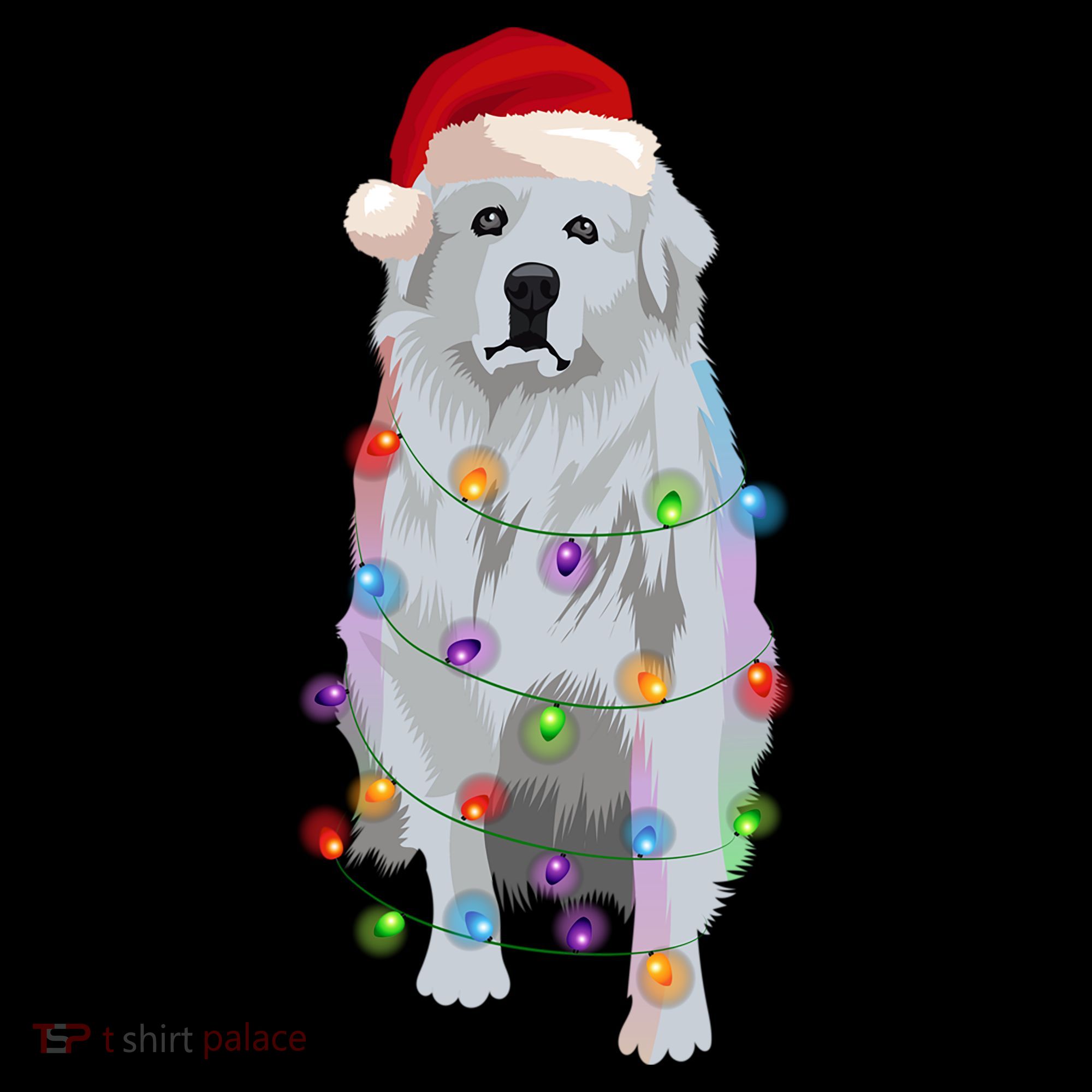 Great Pyrenees Christmas Lights Xmas Patou Pyrenean Gift USA-Made Doggie Bandana