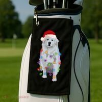 Great Pyrenees Christmas Lights Xmas Patou Pyrenean Gift Golf Towel thumb 2