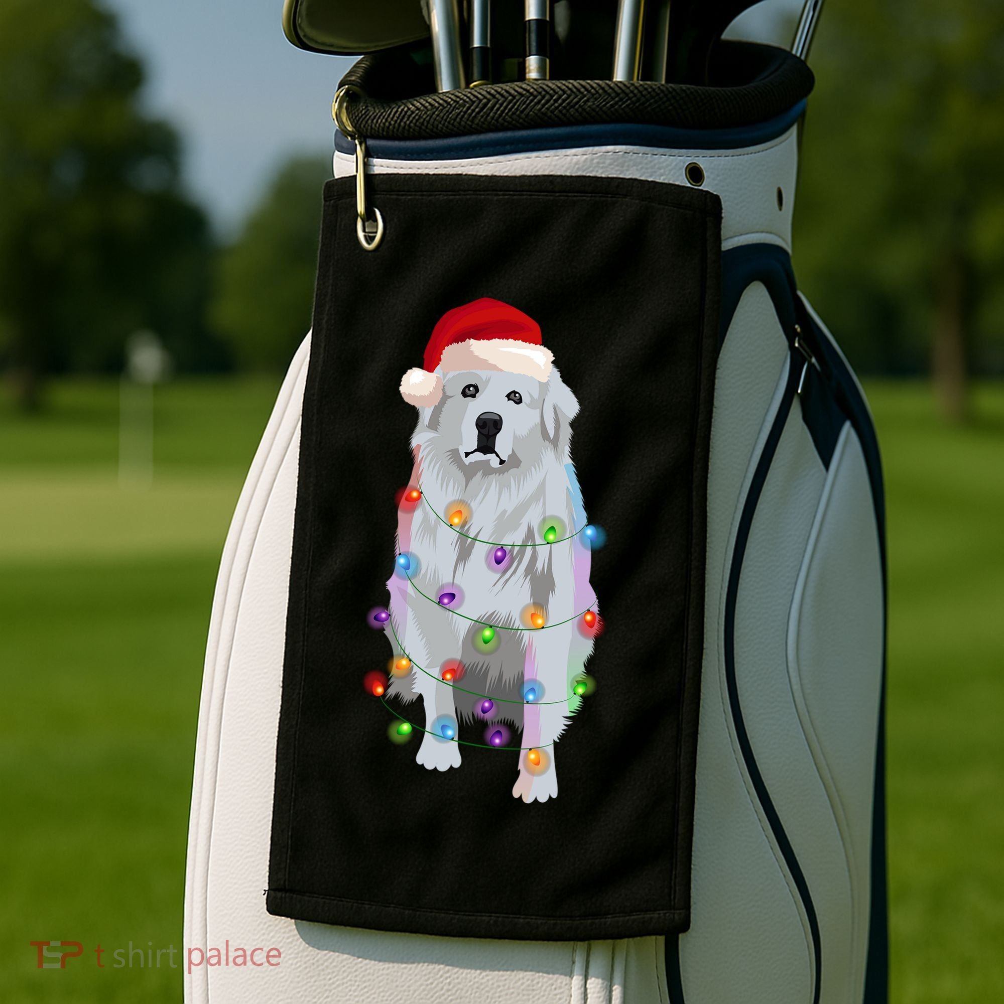 Great Pyrenees Christmas Lights Xmas Patou Pyrenean Gift Golf Towel