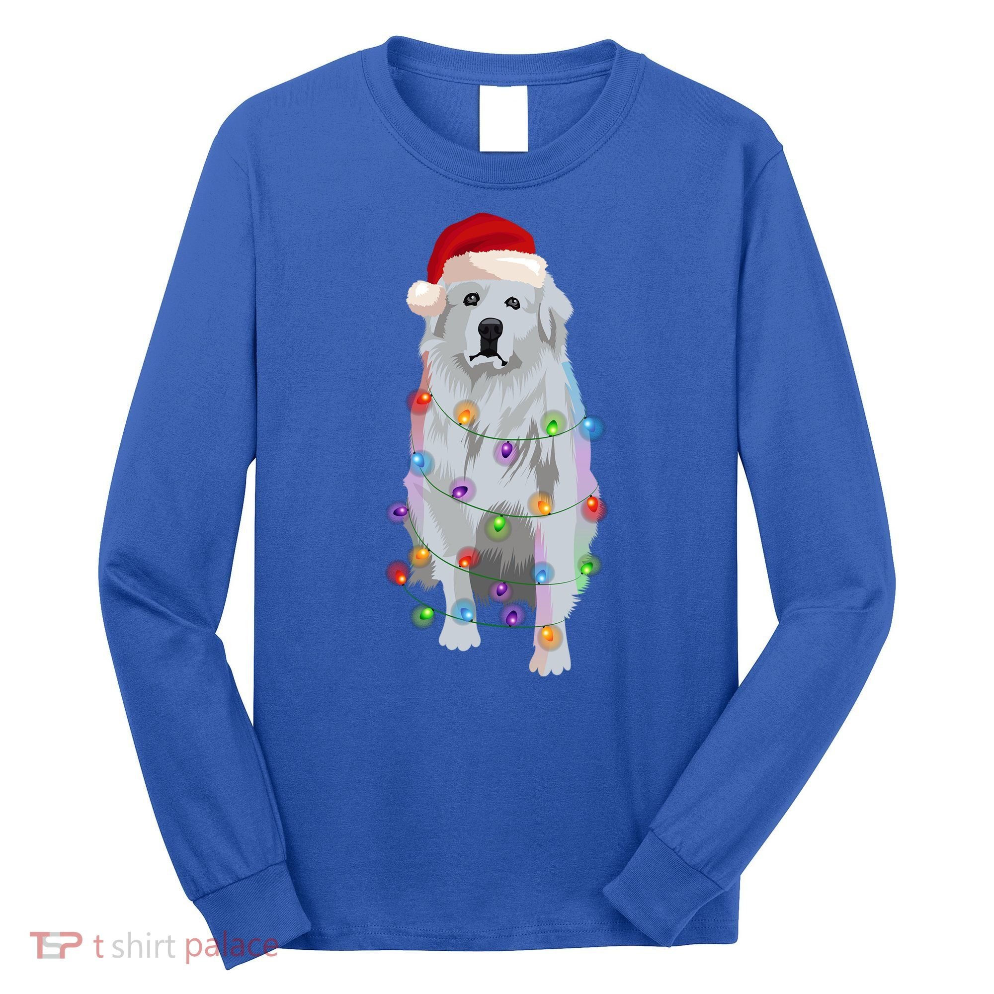 Great Pyrenees Christmas Lights Xmas Patou Pyrenean Gift Long Sleeve Shirt