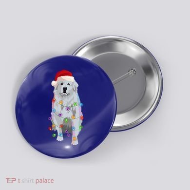 Great Pyrenees Christmas Lights Xmas Patou Pyrenean Gift Button