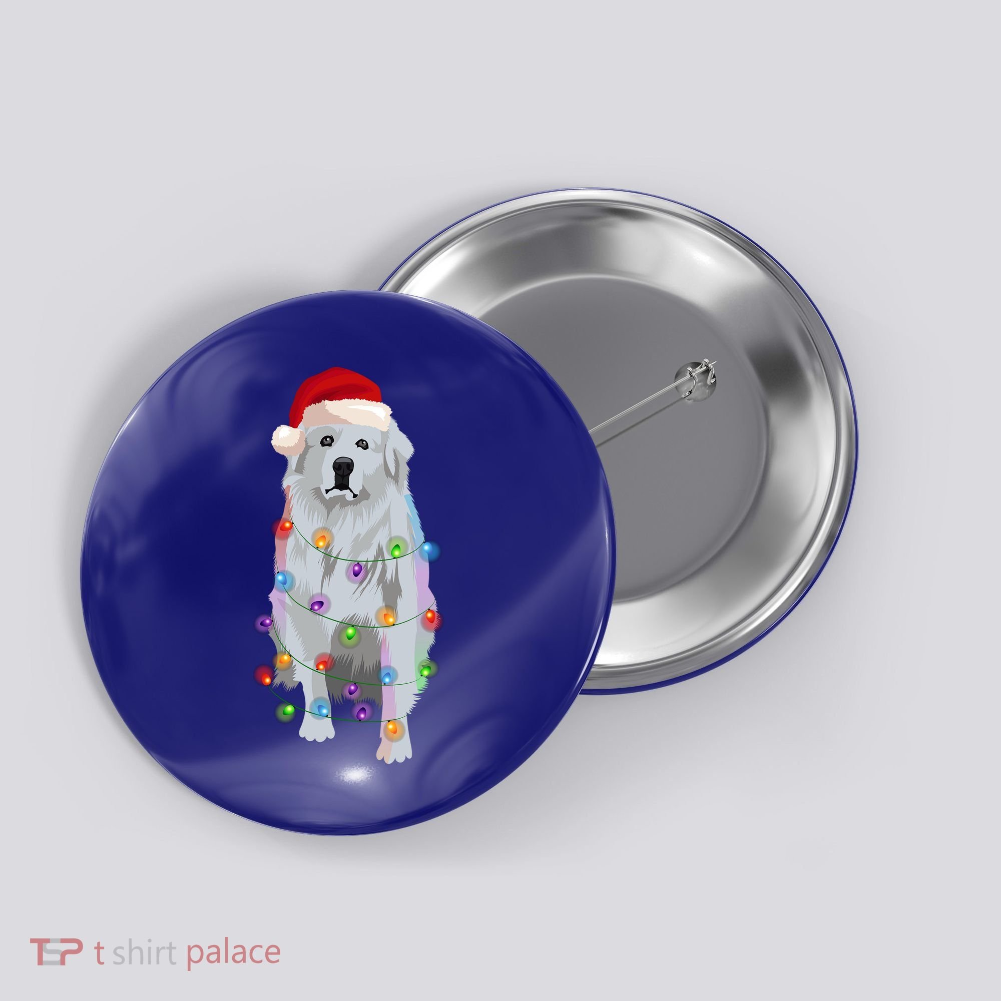 Great Pyrenees Christmas Lights Xmas Patou Pyrenean Gift Button