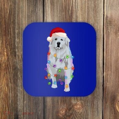 Great Pyrenees Christmas Lights Xmas Patou Pyrenean Gift Coaster