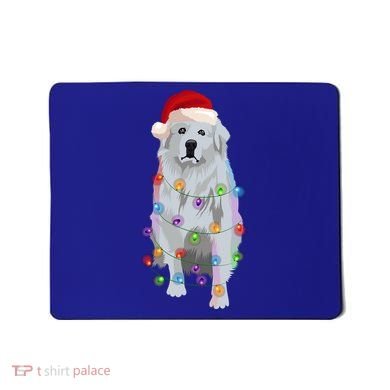 Great Pyrenees Christmas Lights Xmas Patou Pyrenean Gift Mousepad