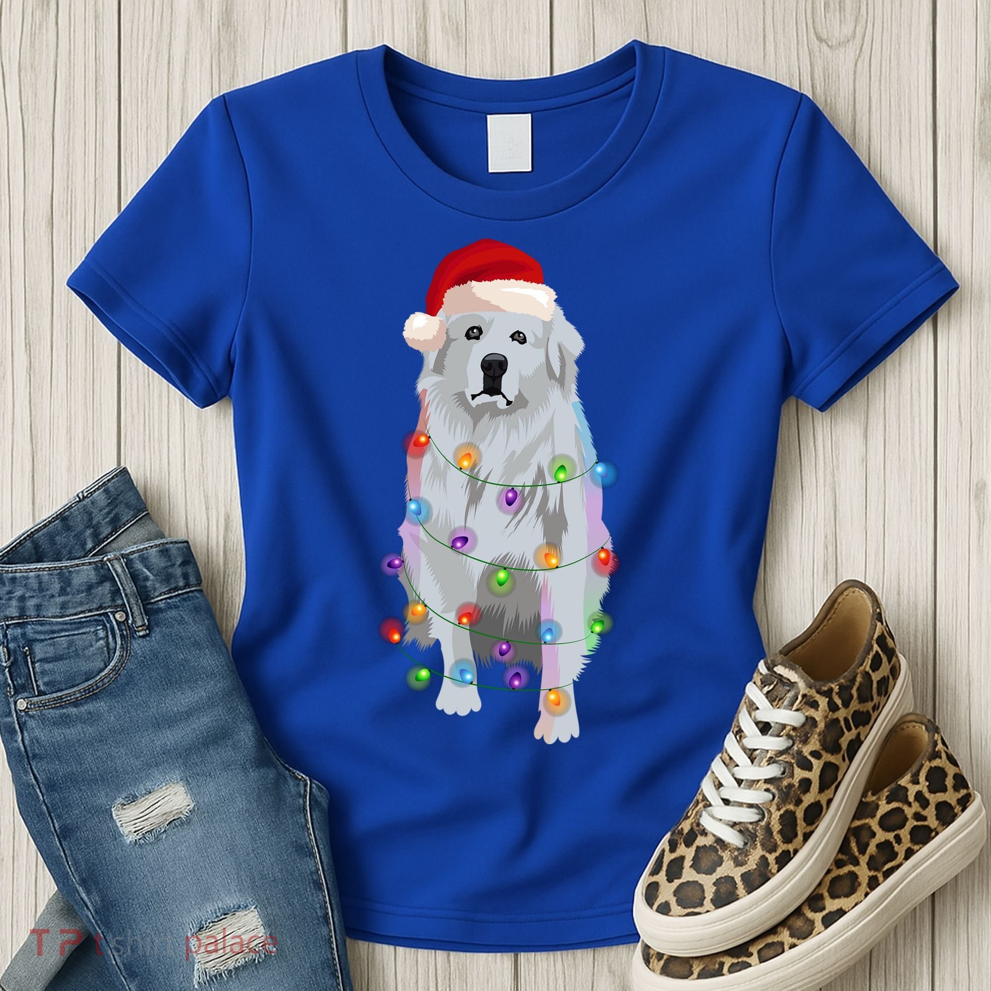 Great Pyrenees Christmas Lights Xmas Patou Pyrenean Gift Women's T-Shirt