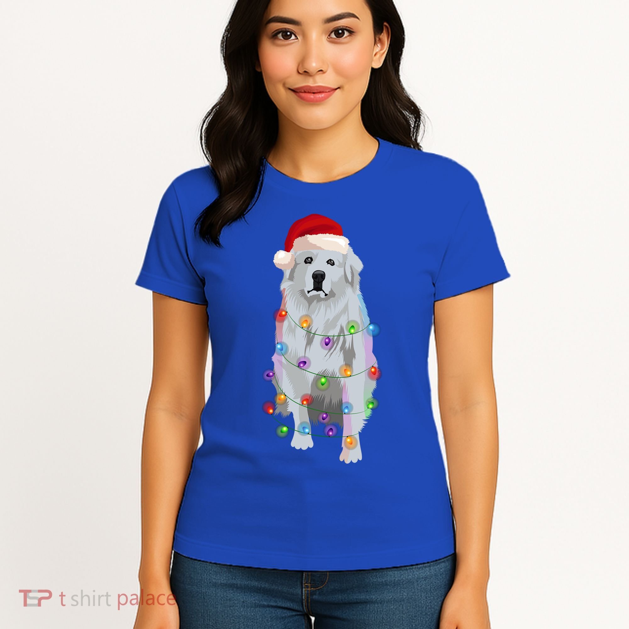 Great Pyrenees Christmas Lights Xmas Patou Pyrenean Gift Women's T-Shirt
