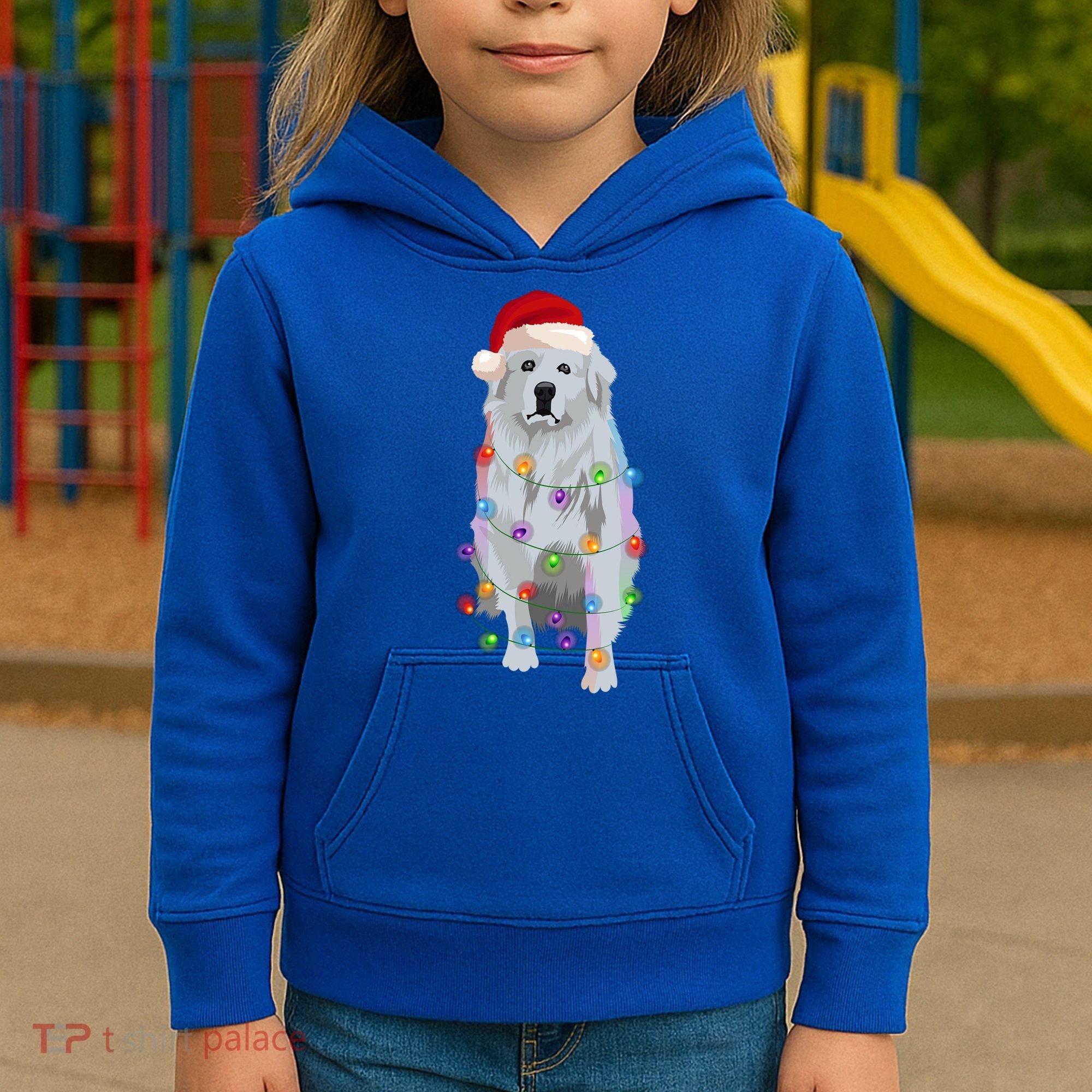Great Pyrenees Christmas Lights Xmas Patou Pyrenean Gift Kids Hoodie