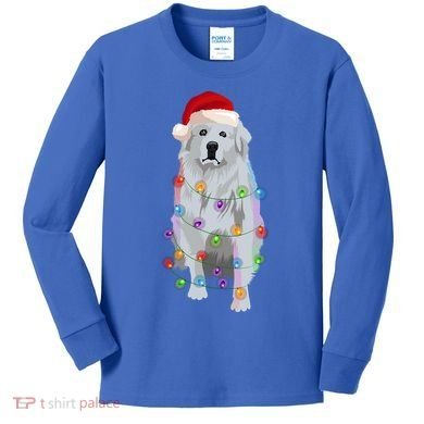 Great Pyrenees Christmas Lights Xmas Patou Pyrenean Gift Kids Long Sleeve Shirt