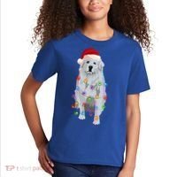 Great Pyrenees Christmas Lights Xmas Patou Pyrenean Gift Kids T-Shirt thumb 2