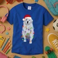 Great Pyrenees Christmas Lights Xmas Patou Pyrenean Gift Kids T-Shirt thumb 3