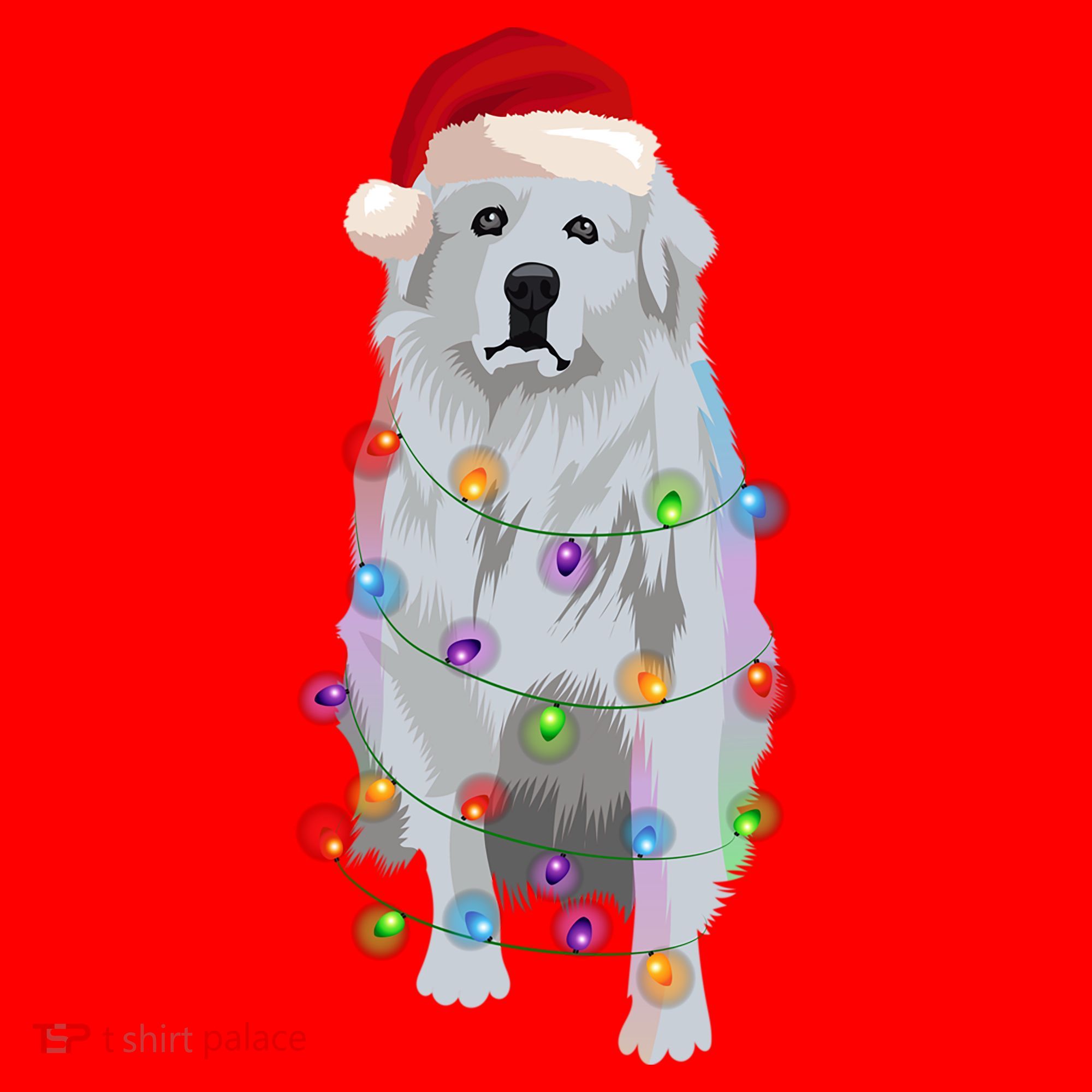 Great Pyrenees Christmas Lights Xmas Patou Pyrenean Gift Santa Hat