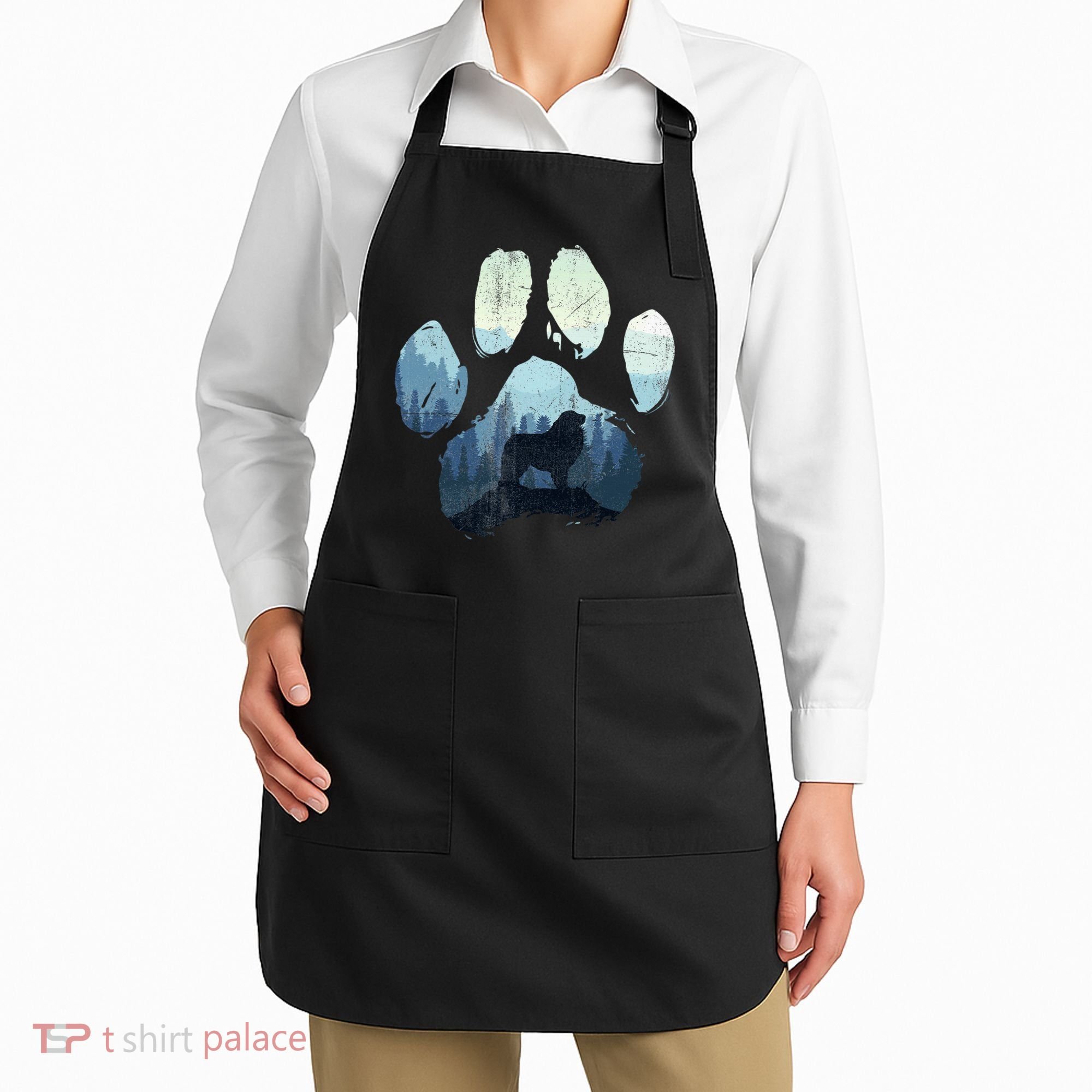 Great Pyrenees Dog Paw Mom Dad Mountains Apron