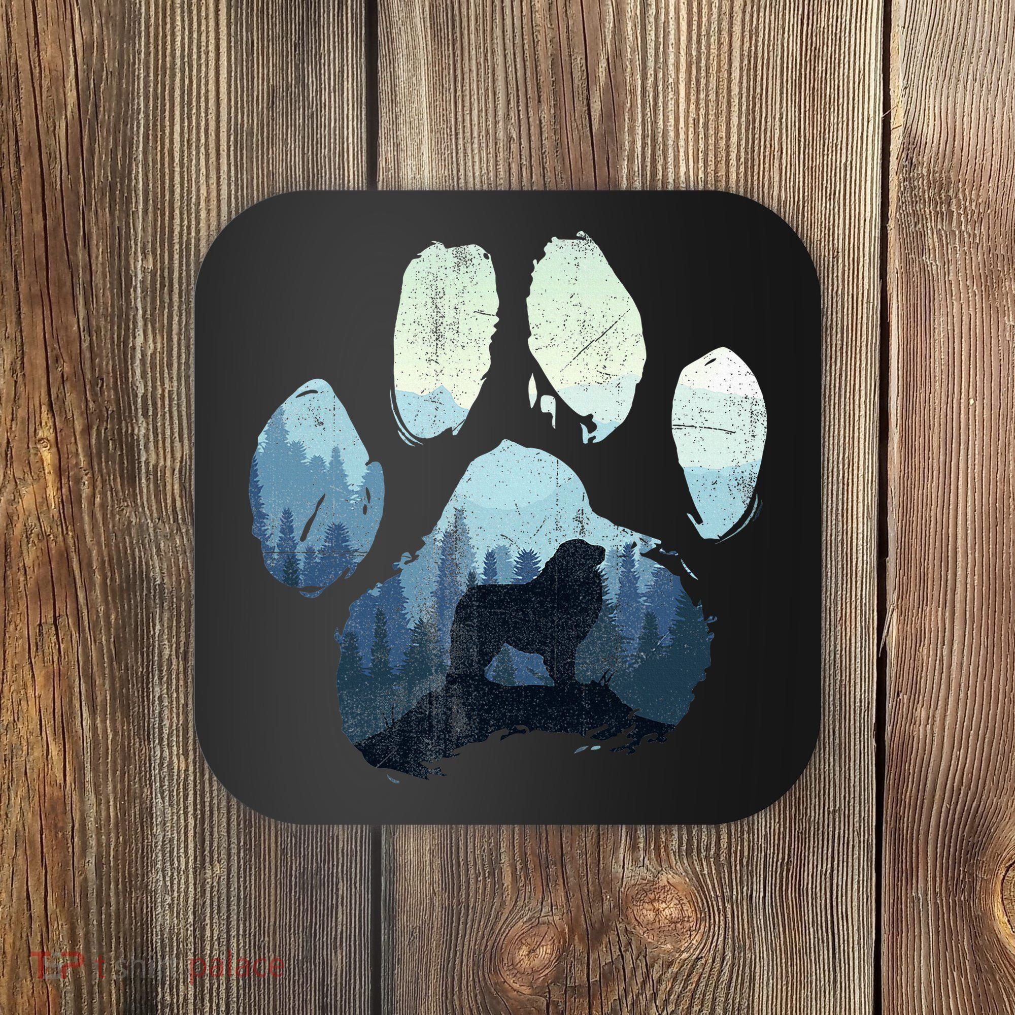 Great Pyrenees Dog Paw Mom Dad Mountains Coaster