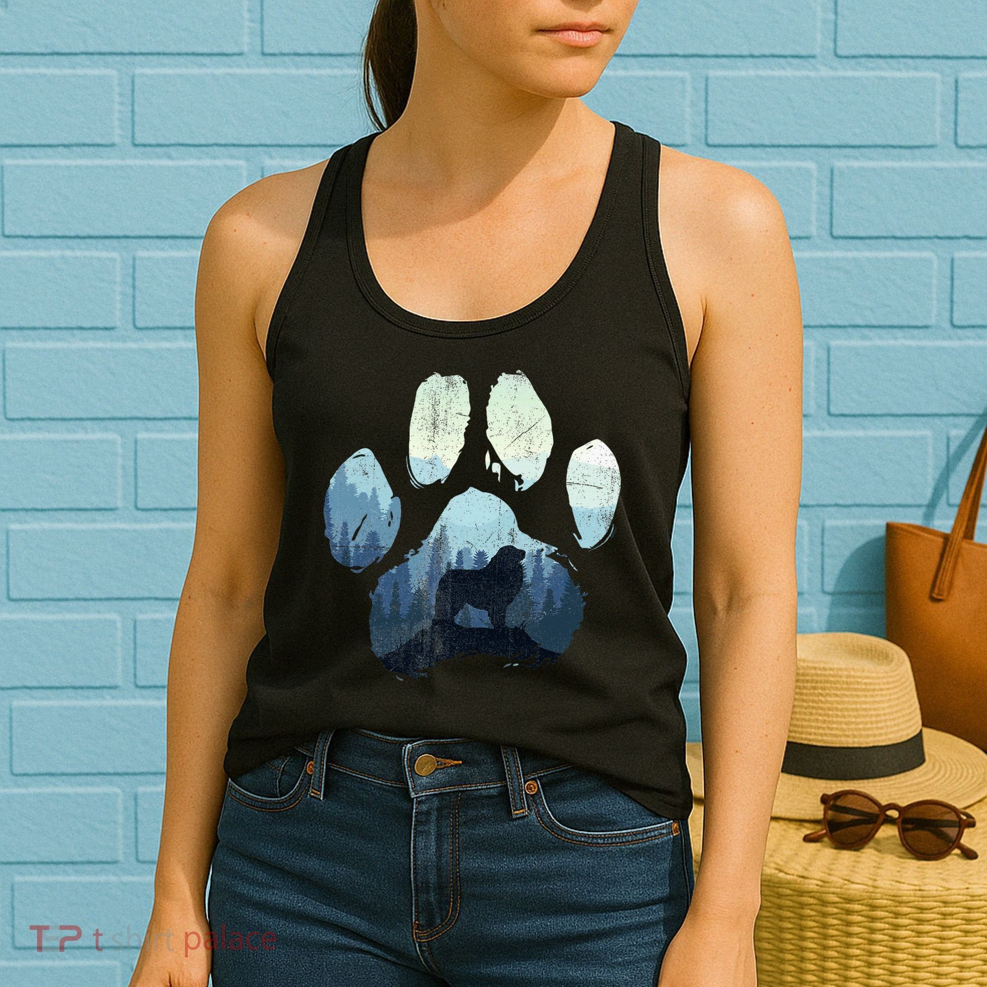 Great Pyrenees Dog Paw Mom Dad Mountains Women's Tank Top