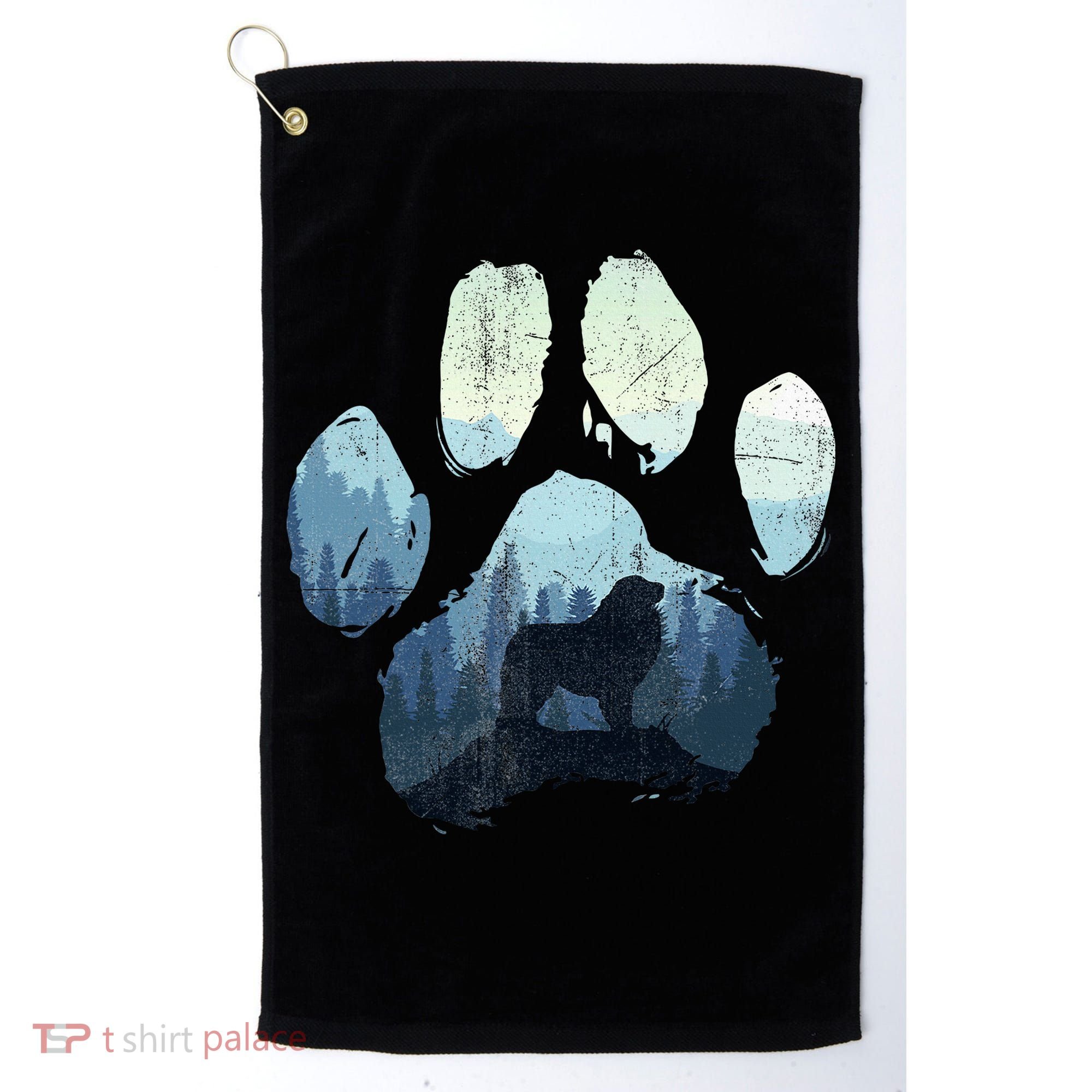 Great Pyrenees Dog Paw Mom Dad Mountains Golf Towel